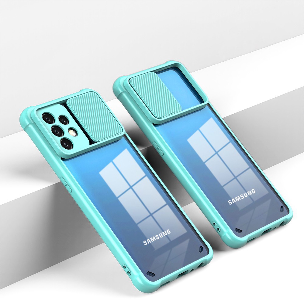 Ốp điện thoại trong suốt chống sốc có nắp trượt bảo vệ máy ảnh cho Samsung A72 A52 A52S A32 A22 A02S A03S A71 A51 4g 5g