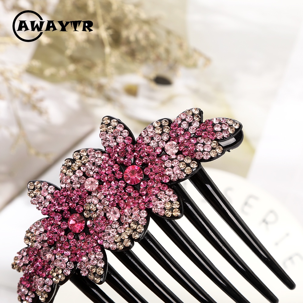 Lược Cài Tóc Đính Đá Hình Hoa Thời Trang Ngọt Ngào Cho Nữ