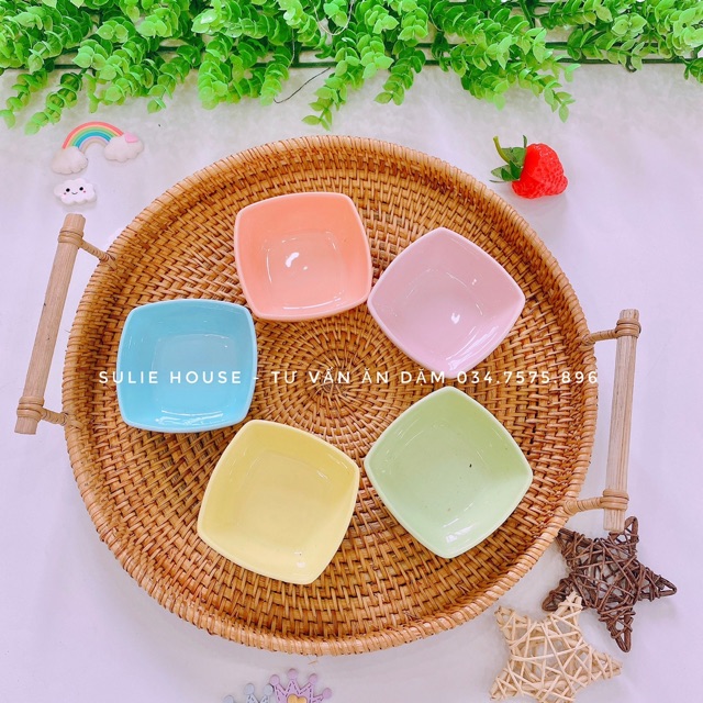 Chén sứ vuông mini cho bé ADKN