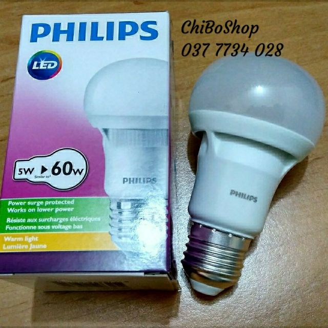 Bóng Đèn Led bulb Philips 5w  (Ánh Sáng Vàng)