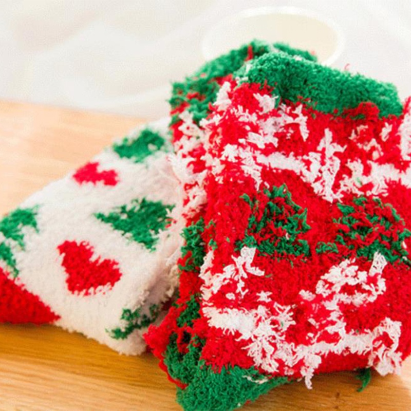 YOUYO Vớ thuyền giữ ấm họa tiết cây thông/ông già noel/ bông tuyết/ tuần lộc dễ thương cho nữ