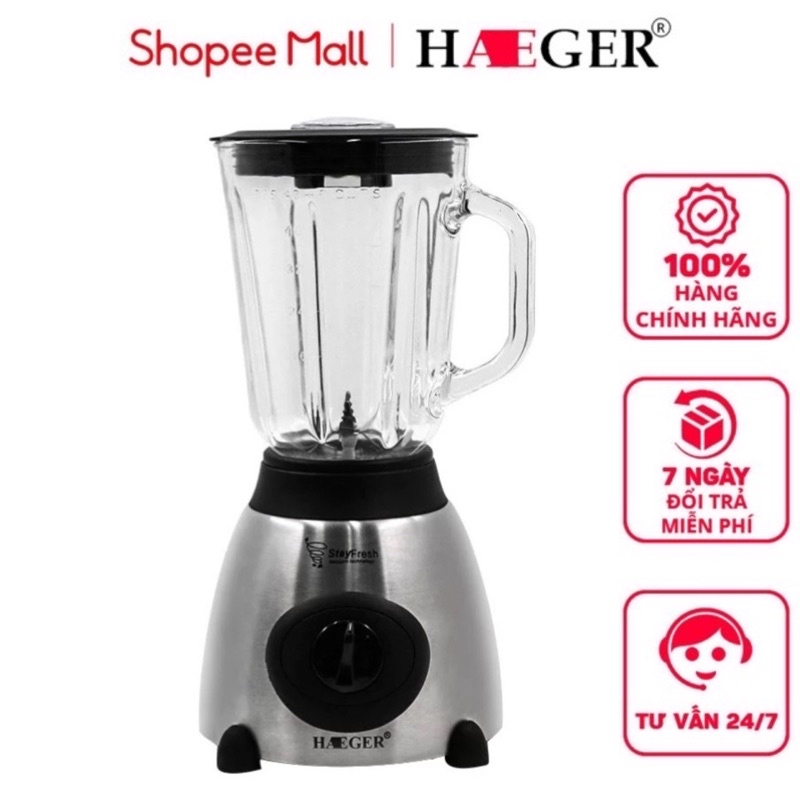 [Mã ELHA22 giảm 5% đơn 300K] Máy xay sinh tố HAEGER HG-301 - Công suất 850w, 1.5L 5 tốc độ xay