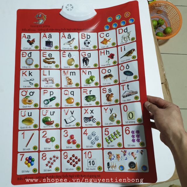 Bảng học chữ cái và chữ số Tiếng Việt thông minh có giọng nói