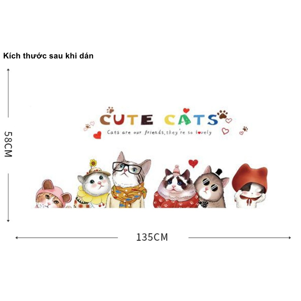 Decal dán tường Những chú mèo tinh nghịch đáng yêu