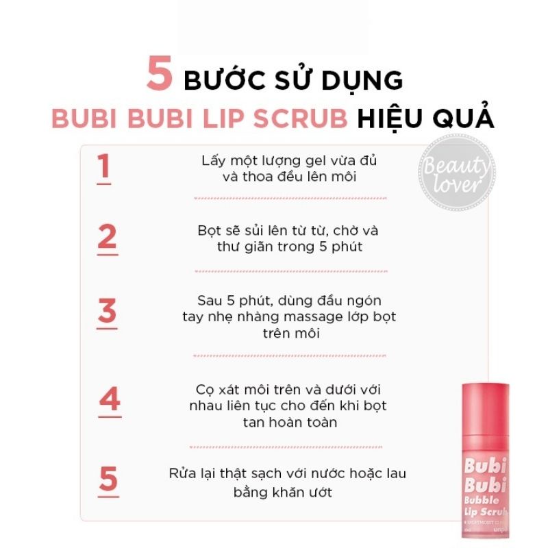 Tẩy Tế Bào Chết Môi Bubi Bubi Lip Scrub 10ml – Beauty Lover Tẩy Tế Bào Chết Môi Sủi Bọt