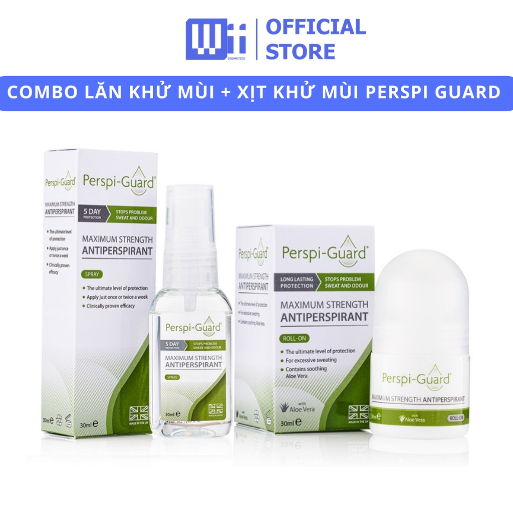 Combo Lăn khử mùi + Xịt khử mùi cao cấp Perspi Guard 30ml - CHÍNH HÃNG