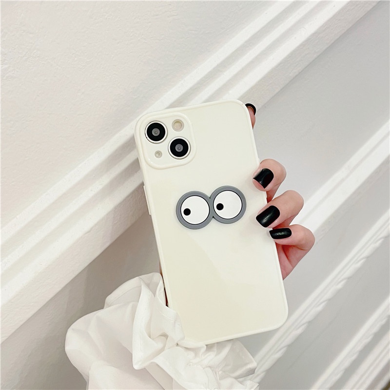 Ốp Điện Thoại TPU Dẻo Họa Tiết 3D Đôi Mắt Màu Trắng Thời Trang Chống Rơi Cho IPhone 13 12 11 Pro Max X XS XR 8 7 6 Plus