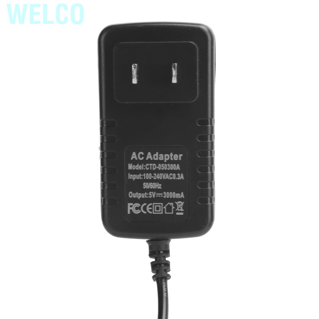 Welco Power Supply for Raspberry Pi 5V 3A with Switch Button Integrated Micro USB Adapter 100‑240V