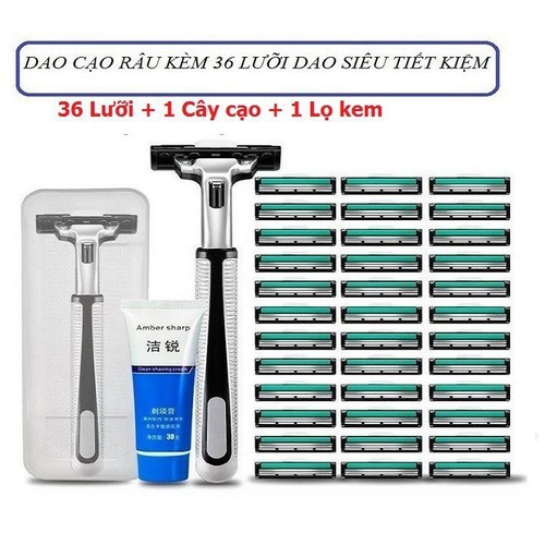 Dao Cạo Râu 36 Lưỡi Cho Nam Tặng Kèm 1 Tuýt Kem Tạo Bọt