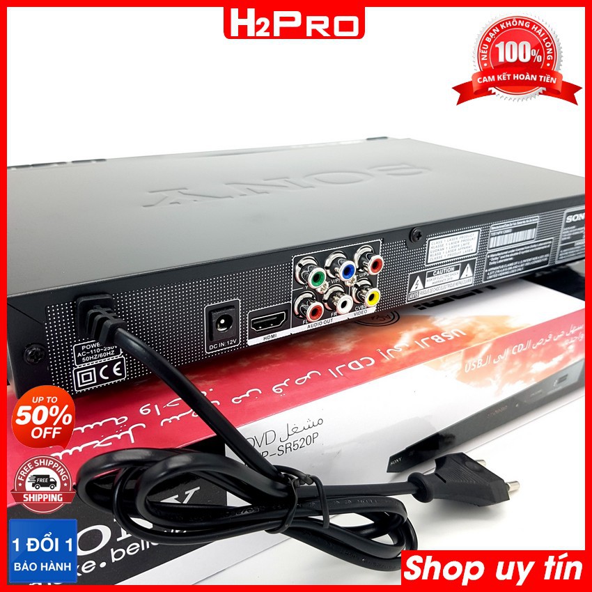 Đầu đĩa DVD Sony DVP-SR520P (2020) USB-thẻ nhớ-HDMI, điện 220V-110V-12V, đầu dvd karaoke sony cao cấp (tặng đọc thẻ SD)