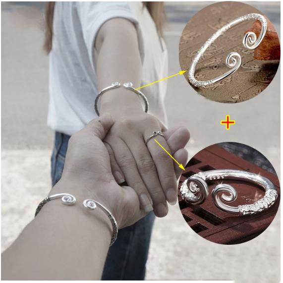 Vòng tay Combo 1 Vòng Như Ý Thiết Bản 1 Nhẫn Bạc Gậy Như Ý Thiết Bản Vân Lựa Chọn