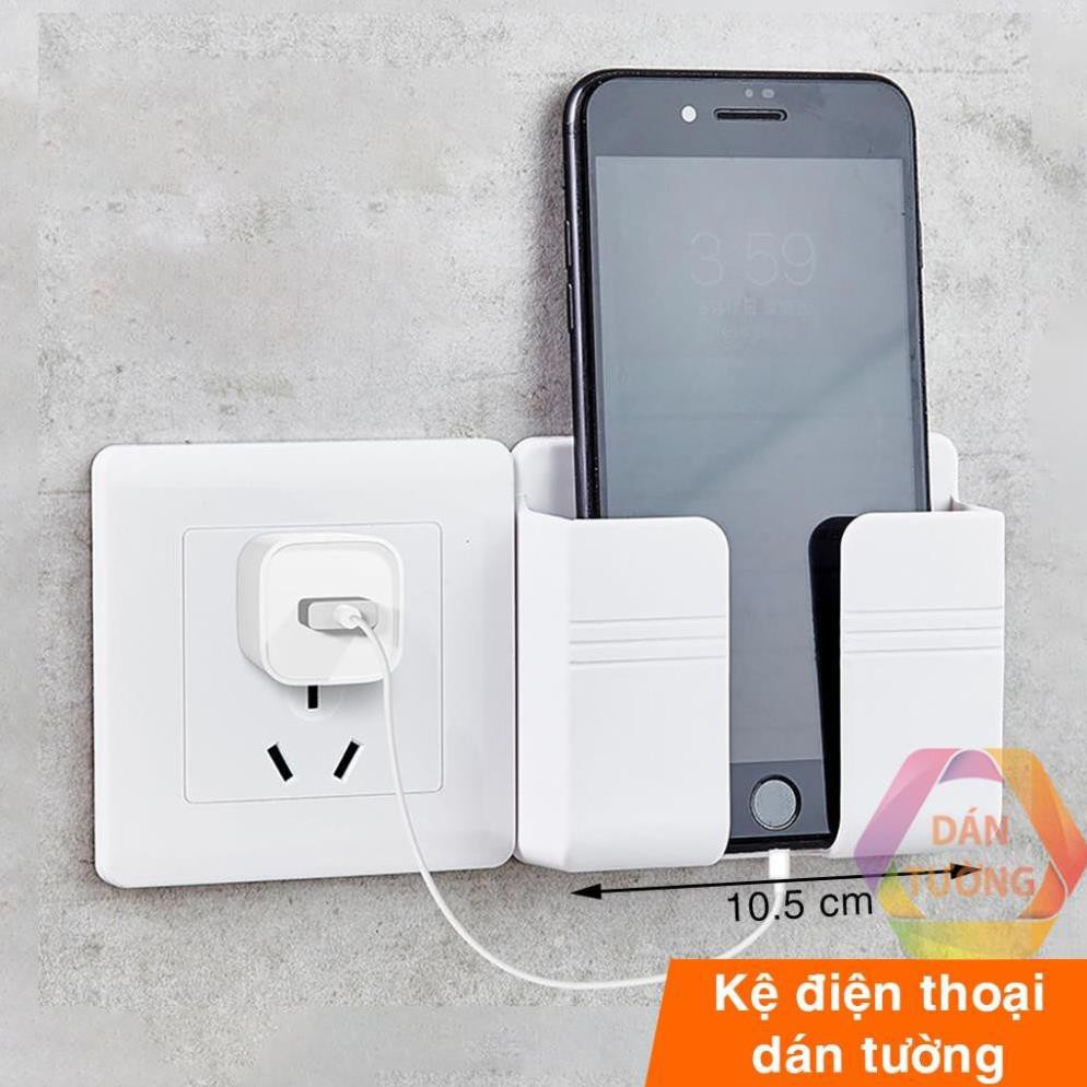 Khay để điều khiển xẻ rãnh - Kệ điện thoại dán tường đa năng, với miếng dán tường chắc chắn.