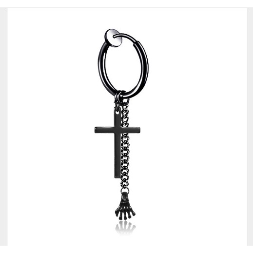 Khuyên tai titan xích thánh giá bàn tay ko gỉ có loại kẹp