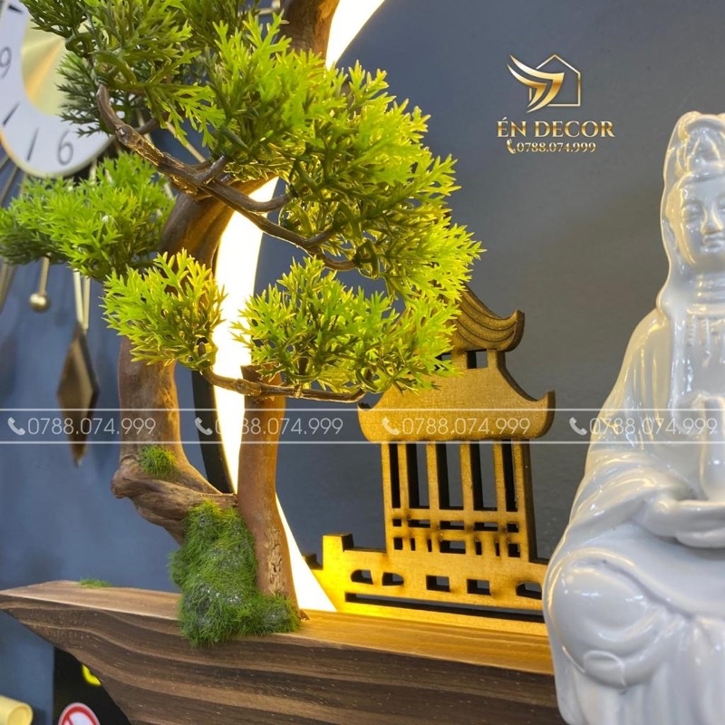 Tượng Phật Quan Âm Bồ Tát Có Đèn Led, Đốt Hương Trầm, Tượng Phật An Nhiên, Én Decor