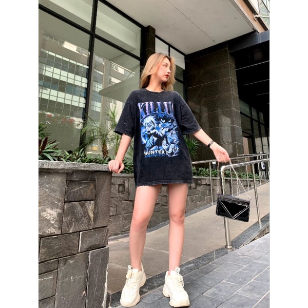 Áo thun oversize KILLUA HUNTER X HUNTER WASH - Ao phông form rộng unisex nam nữ