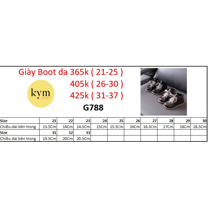 Giày da Boot đen cho bé G788