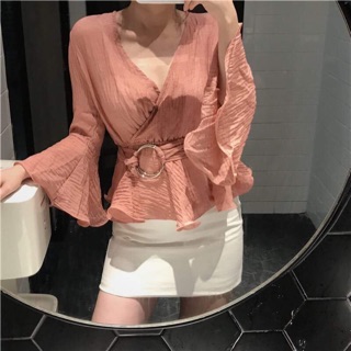 [ORDER] Áo vạt chéo thắt nịt eo phong cách sang chảnh