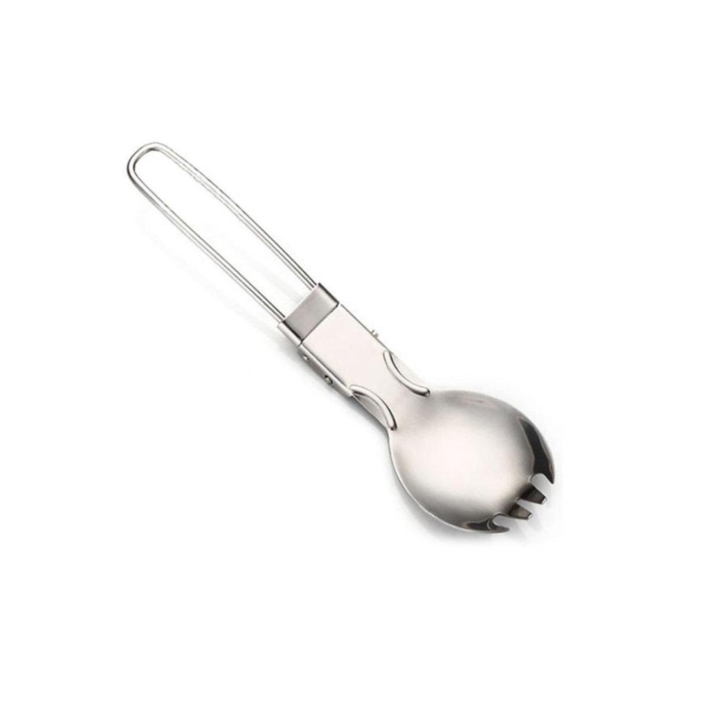 Muỗng / Nĩa Bằng Thép Không Gỉ Có Thể Gấp Gọn Tiện Dụng Mang Theo Du Lịch Dã Ngoại