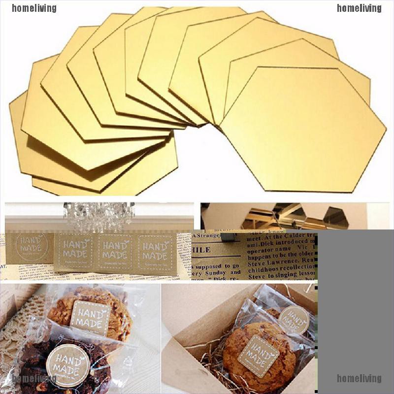 [homeliving] 12 Sticker Dán Tường Vinyl 3D Hình Lục Giác Hiệu Ứng Gương