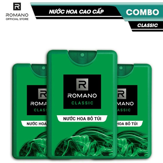Combo 3 chai nước hoa bỏ túi Romnao Classic 18ml