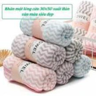 Khăn mặt lông cừu xuất hàn vân kẻ sọc