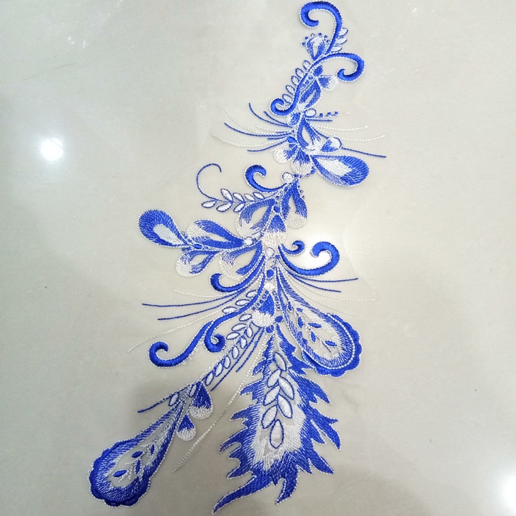 Miếng Vải Ren Thêu Hoa Đính Đá Sapphire Tinh Tế Thời Trang May Vá Quần Áo Diy