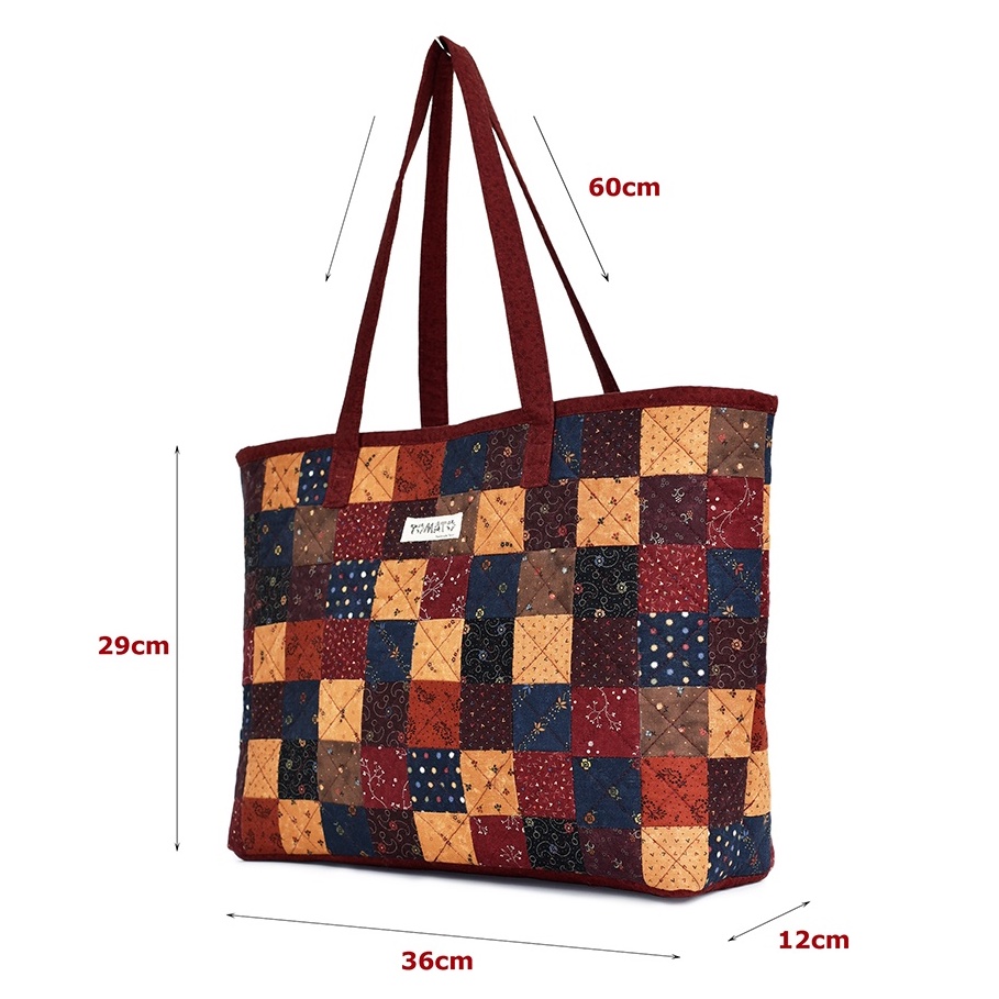 Túi tote size đại ghép vải chần bông cao cấp TÚI BAGALIO - TOMATO HANDMADE