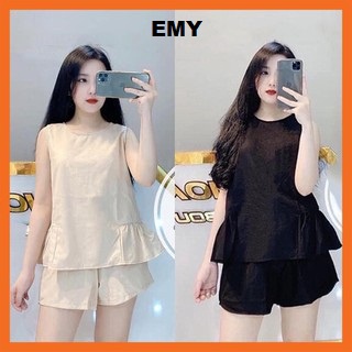 Đồ bộ nữ tay ngắn Madela [FREESHIP] Mặc nhà đi chơi đều đẹp, bộ đồ ngủ mặc nhà nữ 3 lỗ chất đũi Hàn mát mẻ