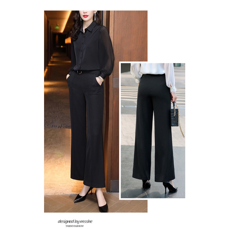 Áo Sơ Mi chiffon Đen Tay Dài Thời Trang Cho Nữ