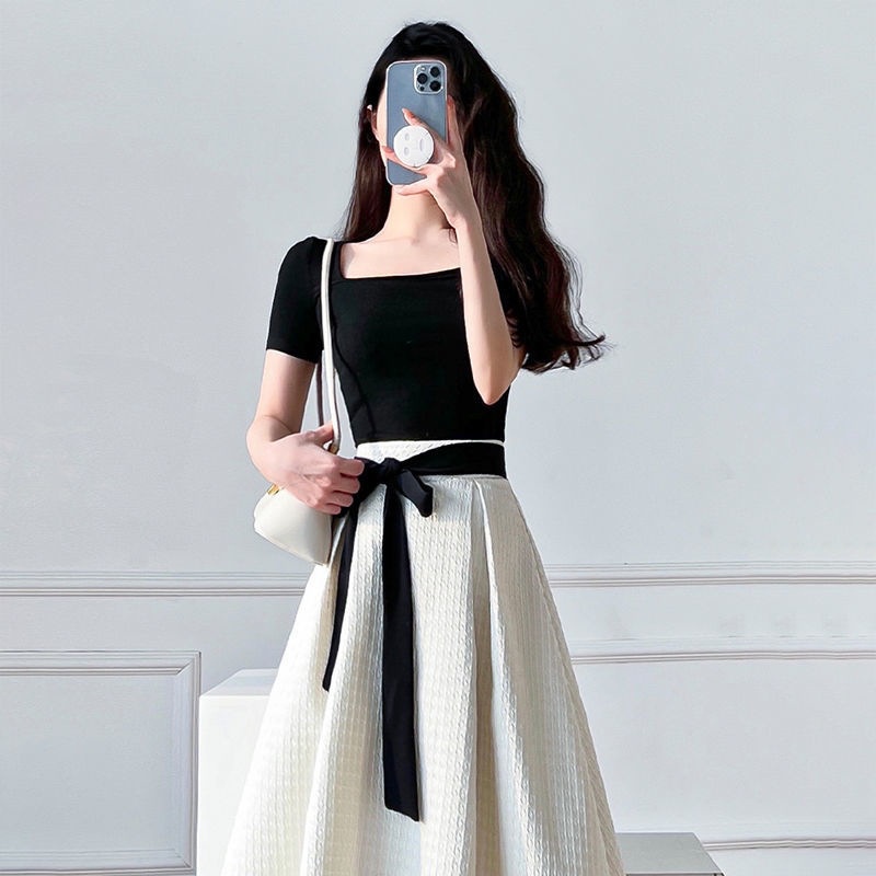 Set Áo Croptop + Chân Váy Chữ A Phong Cách Hàn Quốc Thời Trang Cho Nữ