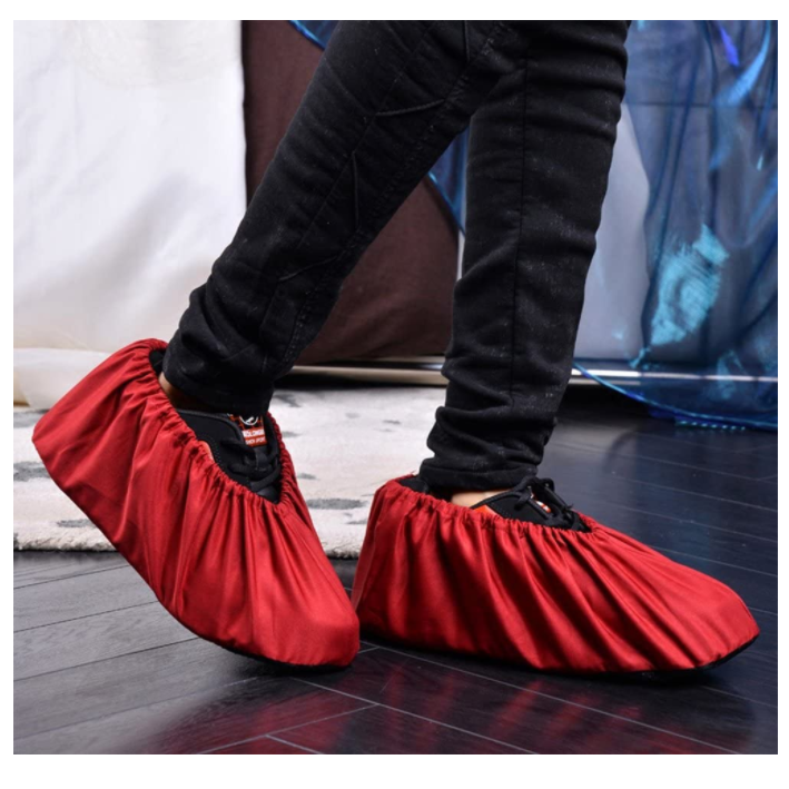 Bọc giày đi trong nhà bằng vải flannel chống trượt có thể tái sử dụng tiện lợi