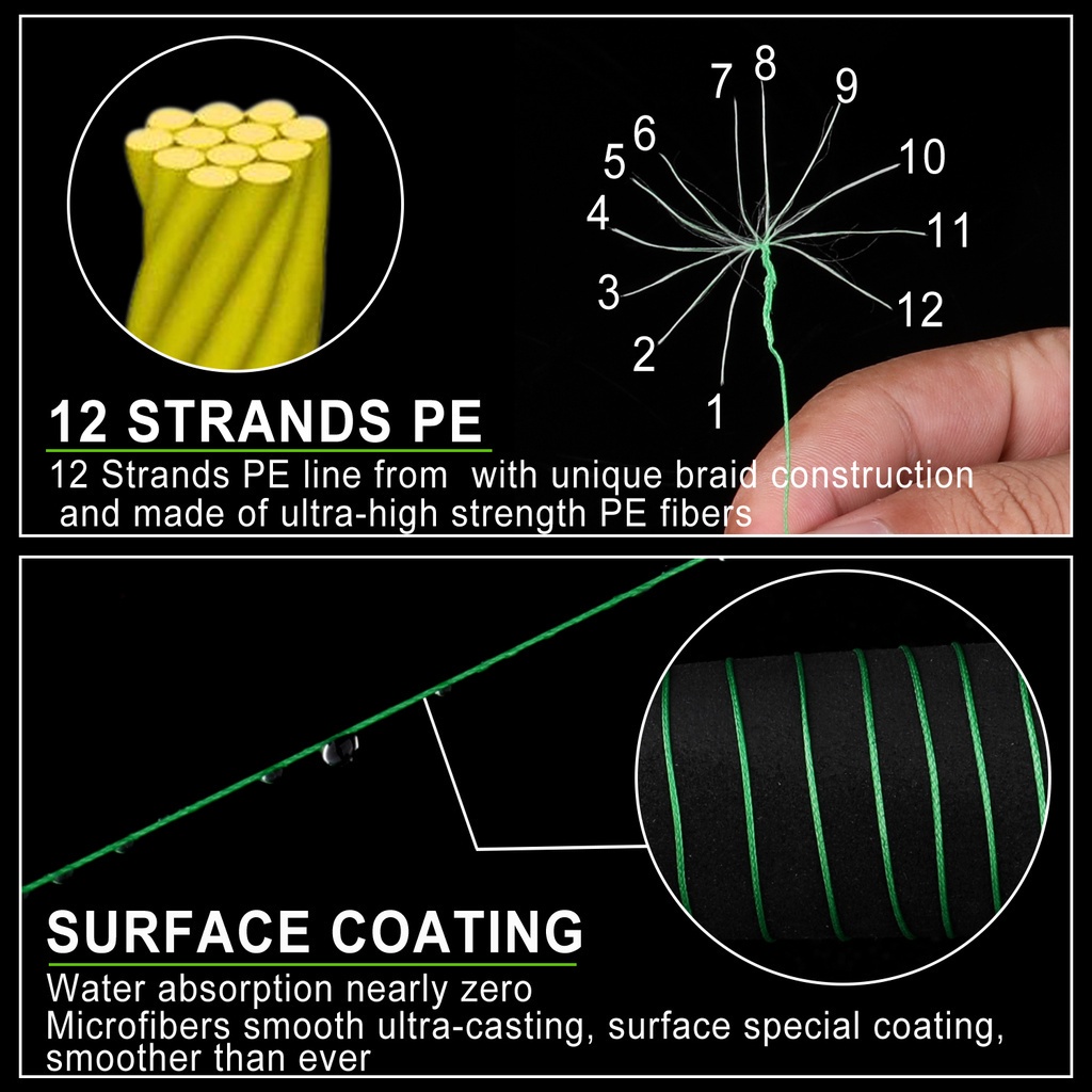 Cuộn dây câu cá SOUGAYILANG bện 12 sợi siêu bền PE 29-60LB 150m