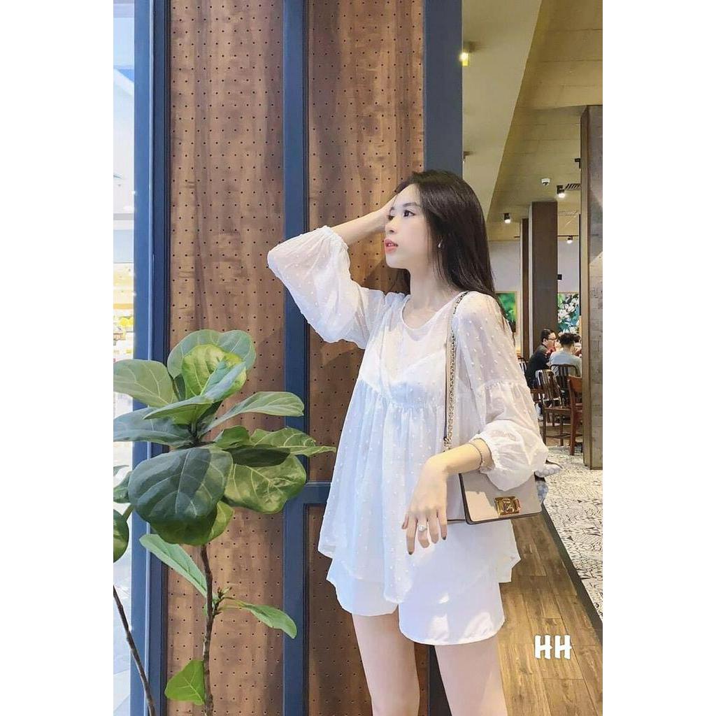 Sét 3 món hoa thêu trắng tinh khôi