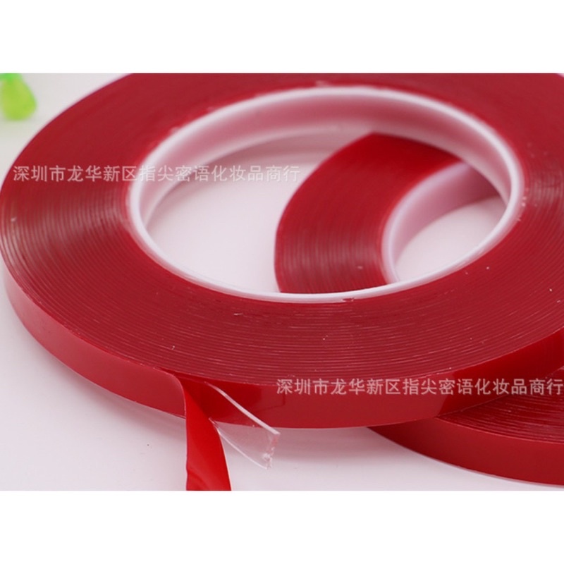 Băng dính đỏ 2 mặt tạo fan mi, băng dính trong suốt gắn móng mẫu hoặc gắn đồ gia dụng được thẩm mỹ hơn