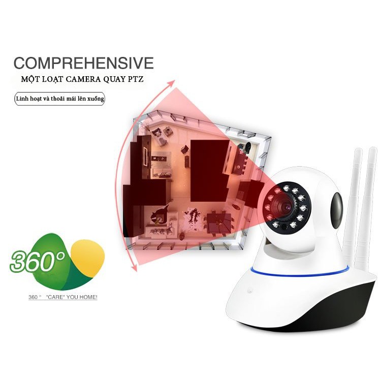 Camera an ninh wifi 2 râu xoay 360 Agiadep (Loại tốt - phần mềm Camhi) | BigBuy360 - bigbuy360.vn