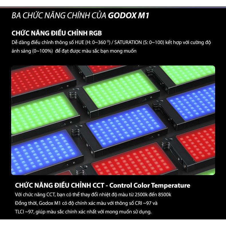 Đèn LED Godox M1 | Chính Hãng - Bảo hành 12 tháng