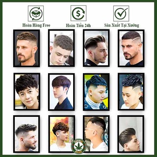 [TN226-250] Tranh Tóc Trang Trí Barber Shop - Salon Tóc Phong Cách Barber Vintage Có Khung Kèm Phụ Kiện Treo Tường