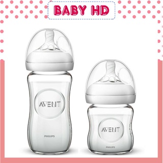Bình sữa Avent thủy tinh cho bé Philips Avent Natural 125ml/240ml tách sét