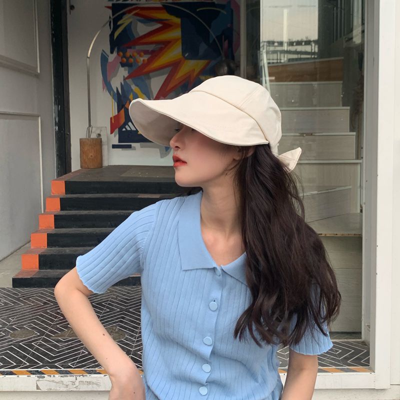 Nón Tai Bèo Vành Rộng Đính Nơ Xinh Xắn Cho Nữ