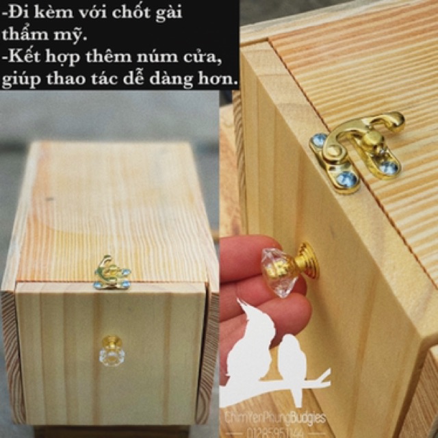 Tổ đẻ chim Yến Phụng có ngăn rút &amp; ốp vòng kim loại.