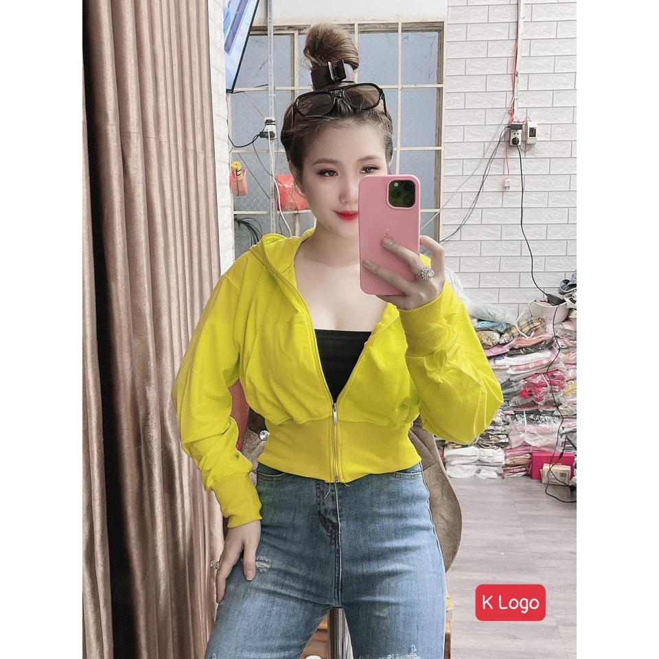 Áo khoác form lửng có nón cực xinh , chất thun dày dặn ( ảnh thật )