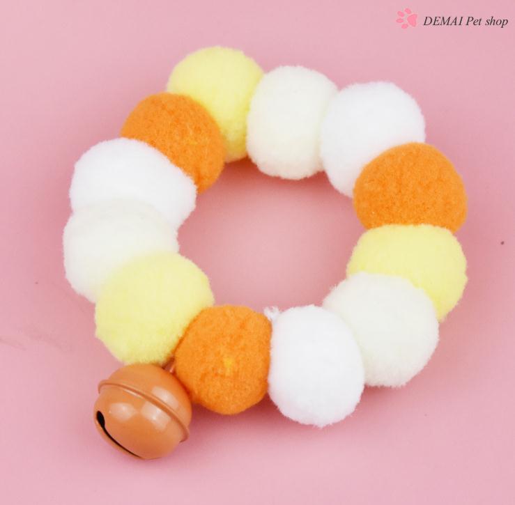 Vòng cổ đính bóng lông xinh xắn dành cho thú cưng