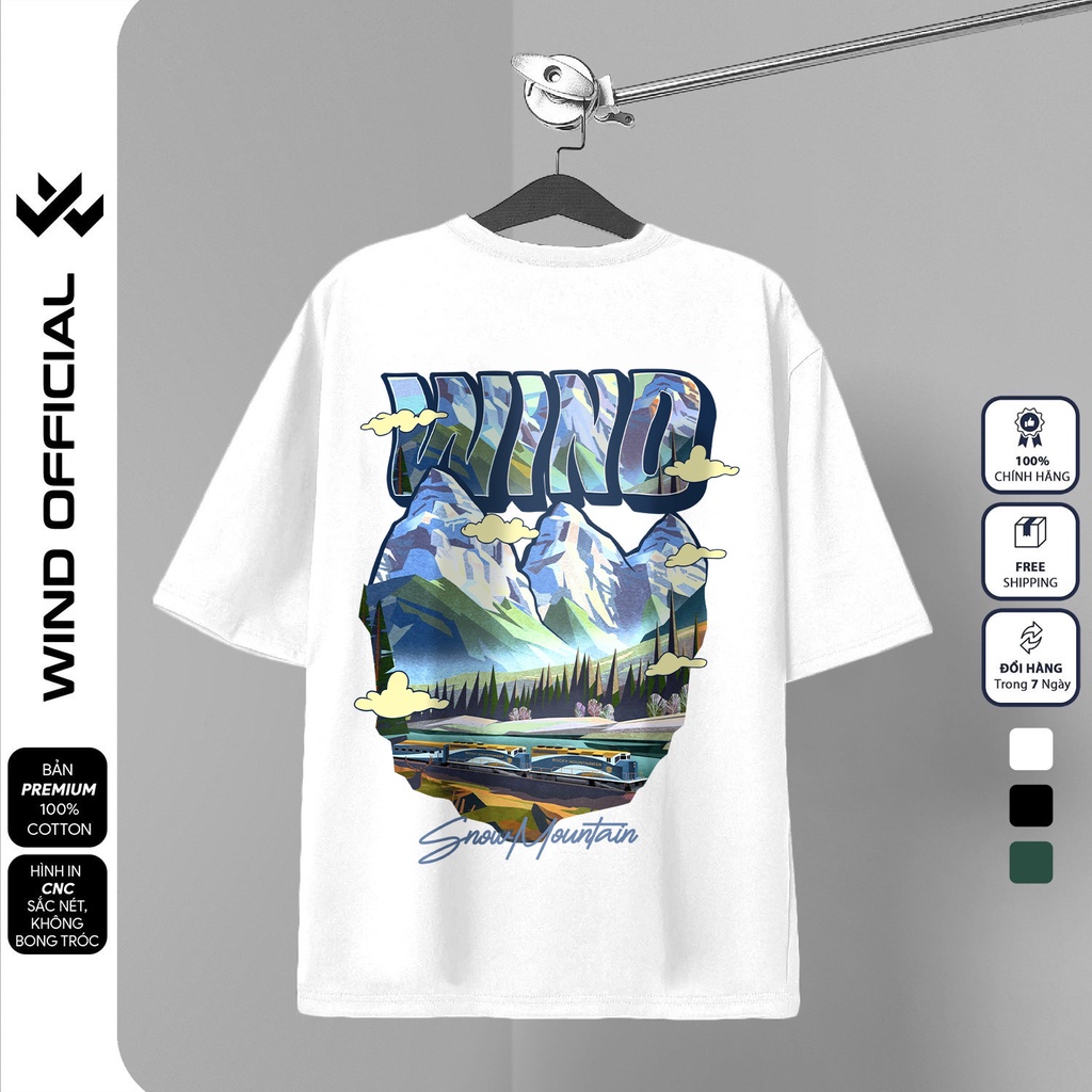 Áo thun tay lỡ unisex WIND Mountain 65% cotton phông form rộng nam nữ oversize