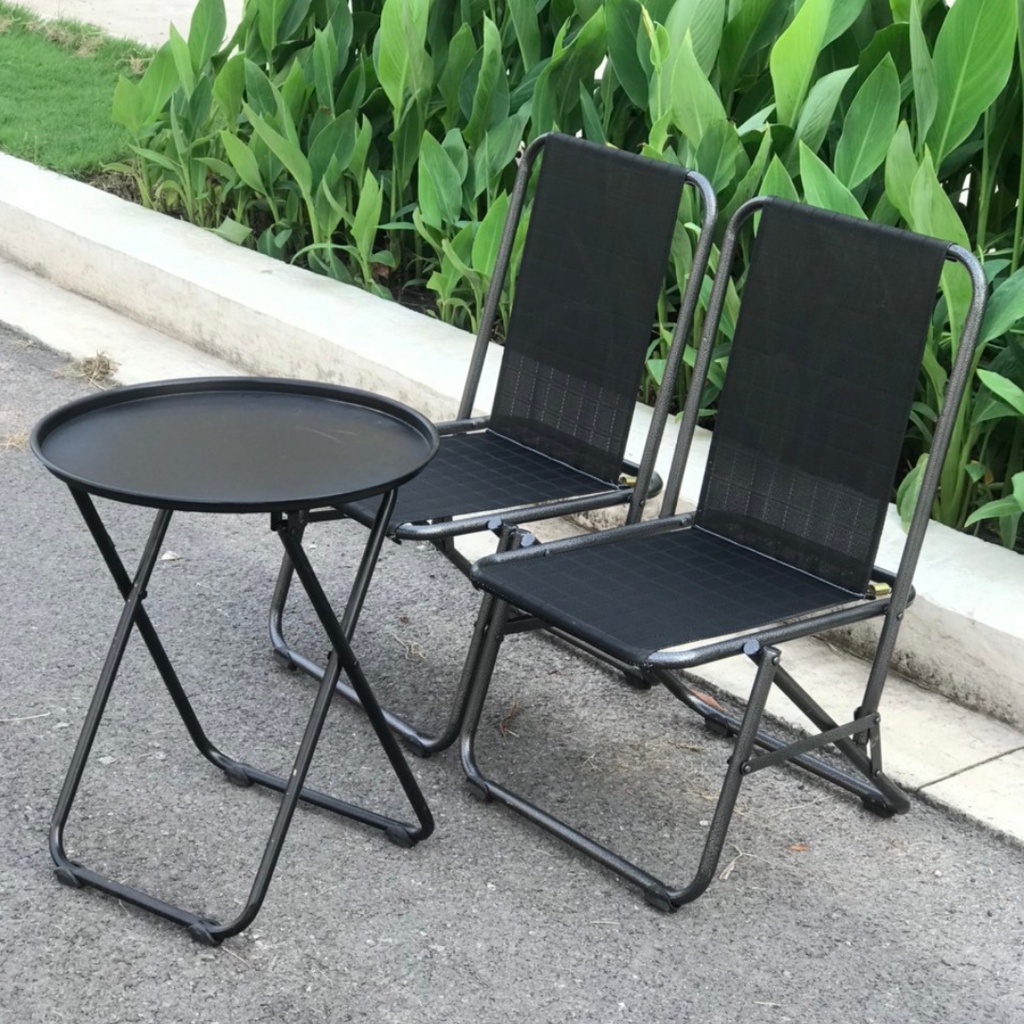 Bộ 2 ghế 1 bàn sắt sơn tĩnh điện màu đen, lưng 75cm, không trày sơn, sử dụng bền trong quán cafe, trà sữa
