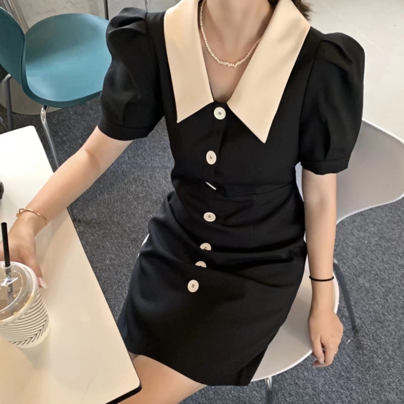Đầm Đen Thiết Kế Đơn Giản Phong Cách Pháp Thanh Lịch Cho Nữ
