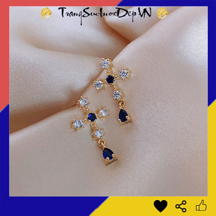 Bông tai nữ kiểu thánh giá đính đá xinh xắn dễ thương phong cách Hàn Quốc dễ phối đồ