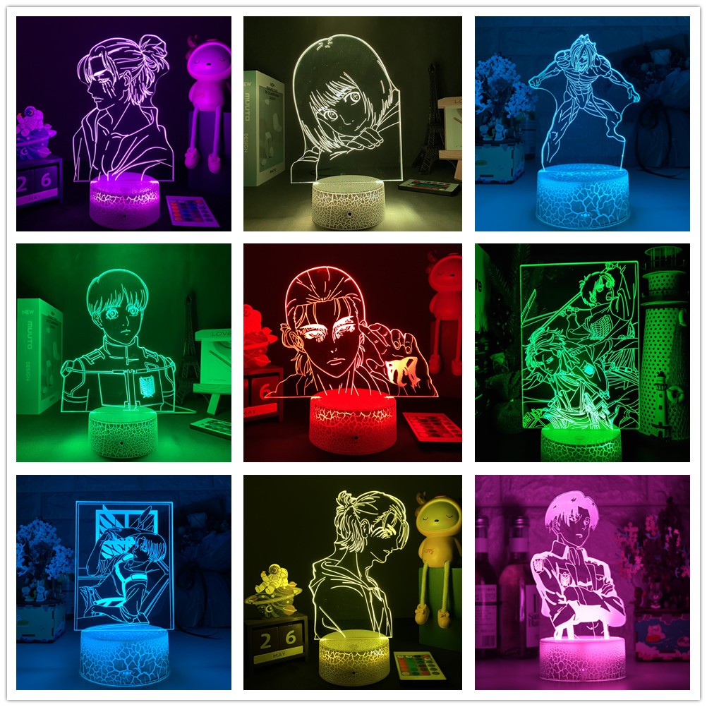 Mô hình nhân vật Eren Jaeger trong Attack on Titan 3D có đèn LED thay đổi 16 màu
