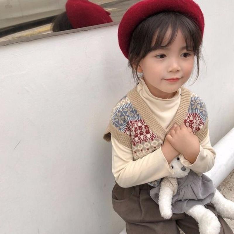 Áo Sweater Dệt Kim Cổ Chữ V Phong Cách Hàn Quốc Thời Trang Mùa Đông Mẫu Mới 2023 Cho Bé