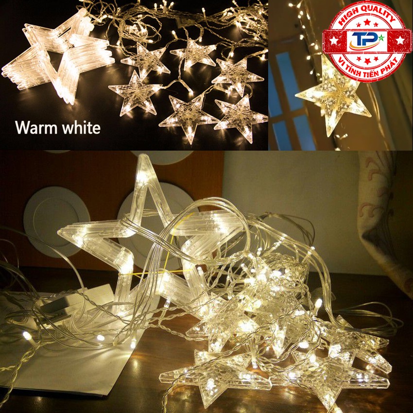 Dây đèn Led thả Màn thả mành 10 / 12 Ngôi Sao nhấp nháy trang trí Gia Đình, Quán, Noel, ... Chúc Mừng Năm Mới tết 2023