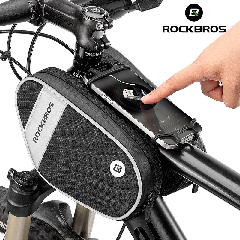 [Fulfilled by Shopee]Túi treo khung xe đạp ROCKBROS có giá đỡ điện thoại bằng silicon mật độ chống mài mòn xoay 360 độ dung tích 1.5L